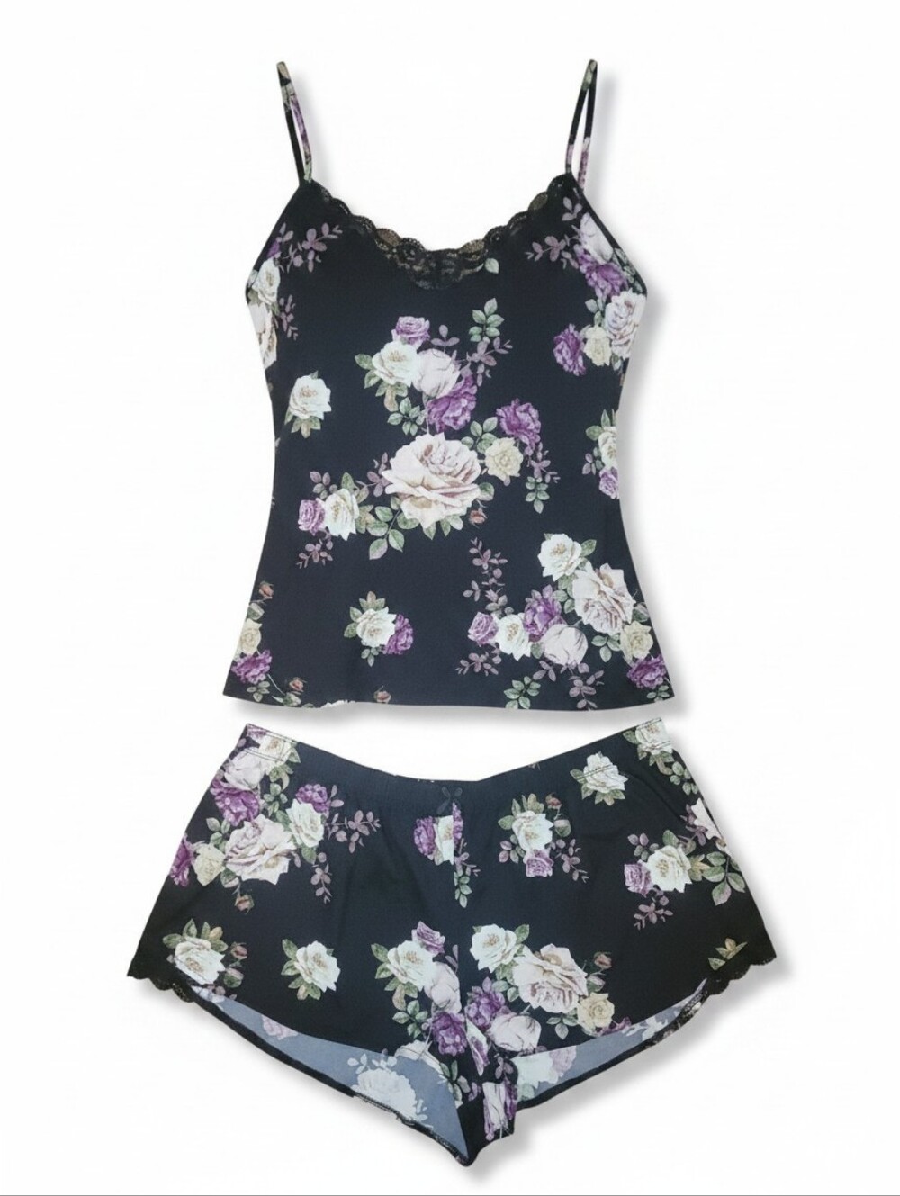 Floral Lace-Trim Cami & Short Sleep Set